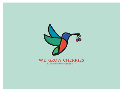 We Grow Cherries bird brand cherries design graphic grow humming idea identity lines logo we