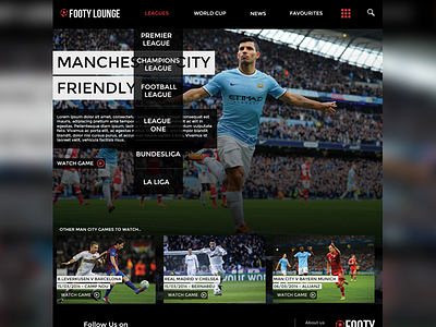 Footy Lounge UI design experience football graphic interface journey service ui user ux web