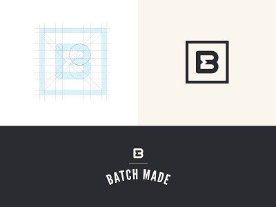 Batch Made branding construction grid lettermark logo mark negative space progress stamp symbol type