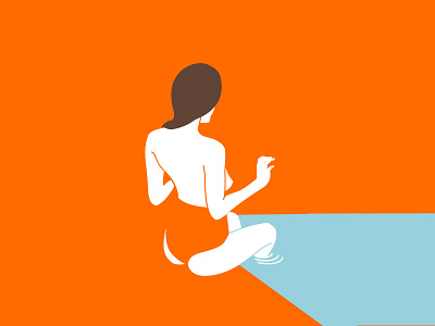 Pool girl graphic hair illustration line negative pool poster ripple shape visual water