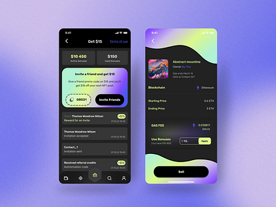NFT Referral Program app apps branding design marketplace mobile nft referral ui ux webdesign