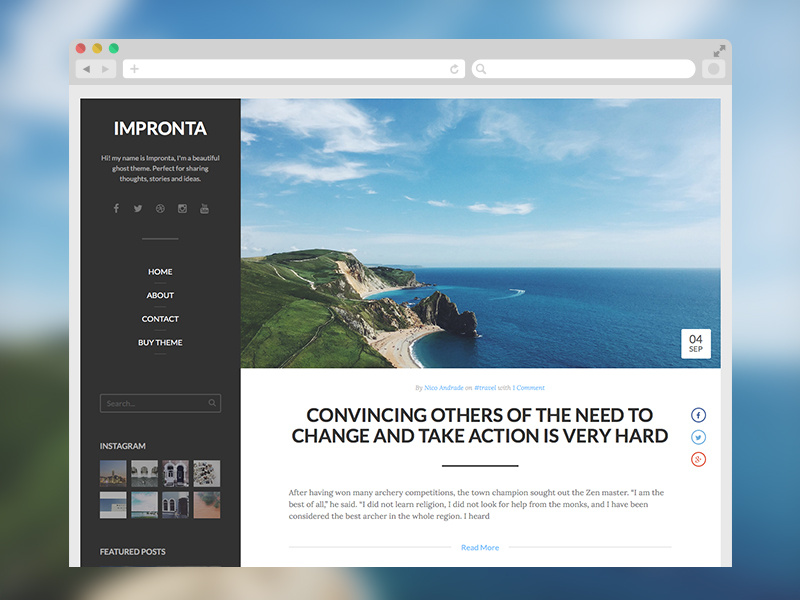 Impronta blogging blog clean theme ghost