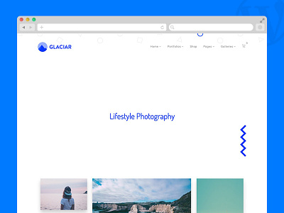 Glaciar WordPress Theme clean photographers photography portfolio shop template theme woocommerce wordpress wp