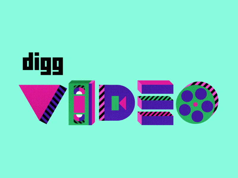 Digg Video animated gif animation digg film gif motion stripe type typography vector vhs video