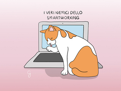 Working from home cartoon illustration cat cats illustration sketchbook working from home