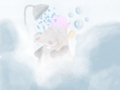 Hippo children illustration hippo hippopotamus illustration illustrazioni shower sketchbook