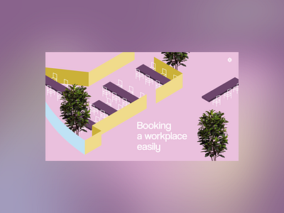 Desktop booking workplaces app | poster banner ui branding graphic design logo poster ui ui vector violet ui