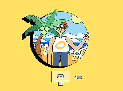Working-mode off! It's vacation time! design flat illustration