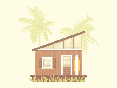 Beach Shack architecture house illustration shack surfboard tropical