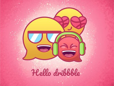 hello dribble hellodribbble illustration laugh pink smile vector