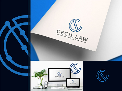 Cecil Law PLLC 4 company design flat icon identity identity branding identity design law law firm lawyer logo logo design tech tech logo technology vector