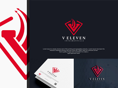 V ELEVEN INVESMENT abstract business company concept design element finance financial graphic icon illustration investment isolated logo modern money sign symbol template vector