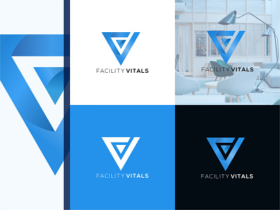 Facility Vitals Logo Design abstract branding company design flat icon identity identity branding identity design letter logo v letter vector