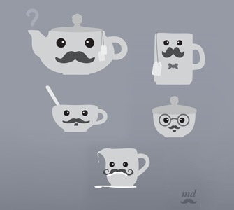 Eccentric British Tea illustration mustache sugar tea