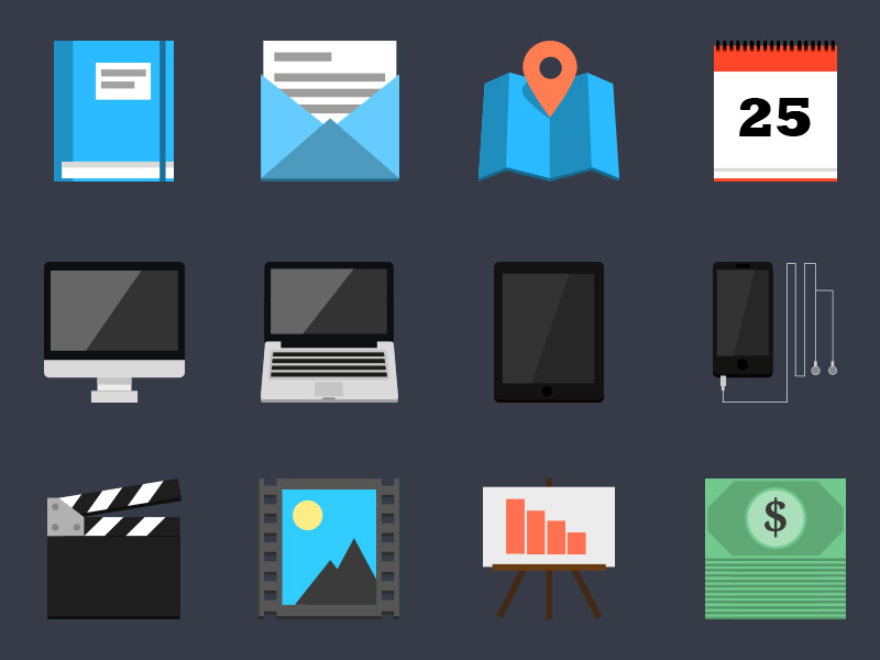 Flat Icon Set v1 icons flat set illustrator web design design imac macbook iphone ipad