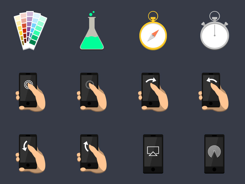 Flat Icon Set V3 flat set illustrator web design design hand gestures gestures iphone pantone testing icons