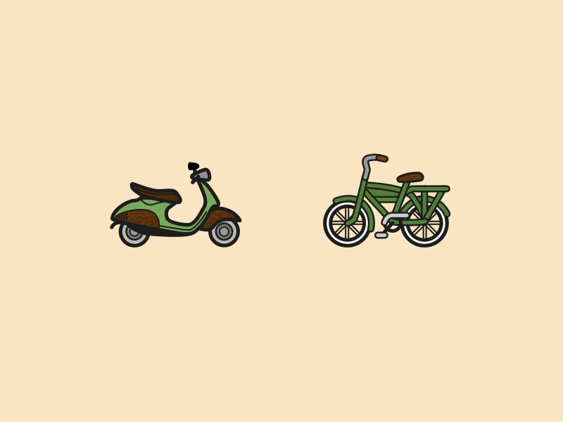 Icons v3 bike hipster icons illustration vespa