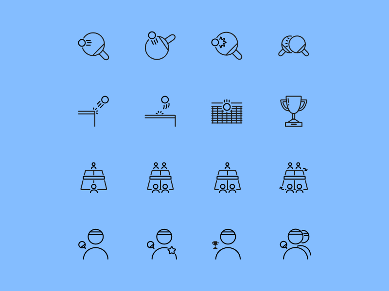 Pingicons icons icon set line icons table tennis pingpong png eps svg psd ai sketch creative market