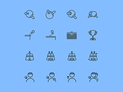 Pingicons ai creative market eps icon set icons line icons pingpong png psd sketch svg table tennis