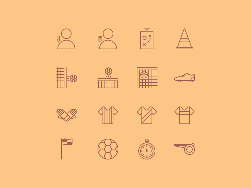 Footicons icons icon set line icons football soccer png eps svg psd ai sketch creative market