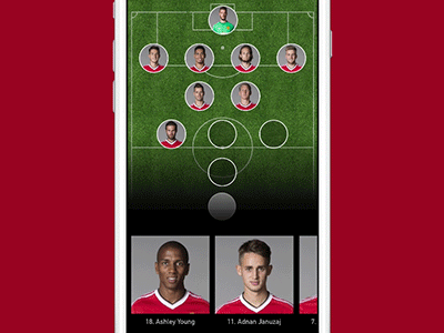 Starting lineup premier league fans lineup squad football manchester united prototyping framerjs framer gif ios
