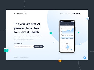 Healthynox - Coming soon website for mental health app coming soon design healthcare isometric illustration landingpage mental health ui website