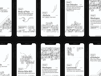 MUSIC EVENT_ LINEUP design event layout mobile music poster scan screens stories type typeface typography ui