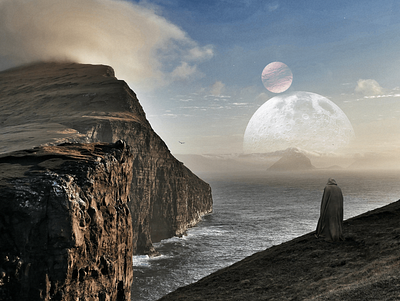 Moon and Cliff cliff composite moon photoshop