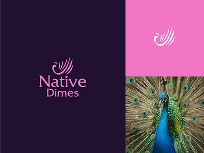 Native Dimes beauty icon logo design luxury minimal peacock