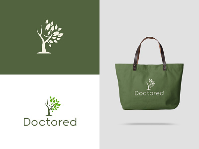 Doctored design leaves minimal tree logo trees