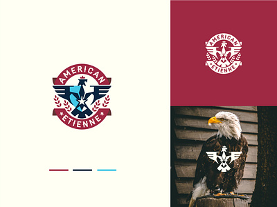 American Etienne american flag crest eagle minimal shield