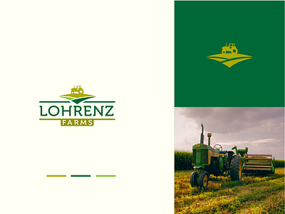 Lohrenz Farms farmer field landscape logo minimal tractor