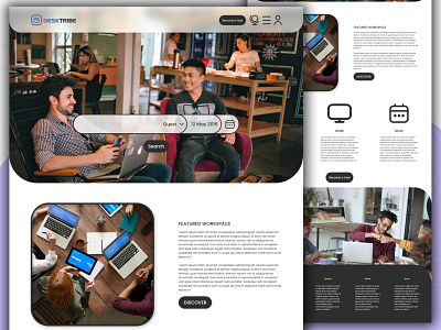 DESK TRIBE | Co Working Space Desk Booking Website Landing Page adobe xd booking app booking website co working space design desk booking figma landing page site ui website design