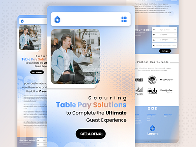 Table Pay Solutions Website Landing Page design adobe xd design easy payment figma landing page restaurants table reservation table pay solution website ui website design