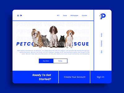 Petcoin | Crypto Currency Pet Charity Coin landing page design adobe xd bitcoin crypto website cryptocurrency website design donation figma graphic design homepage landing page nft project pet charity pet nft ui website design