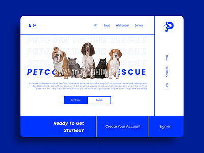 Petcoin | Crypto Currency Pet Charity Coin landing page design