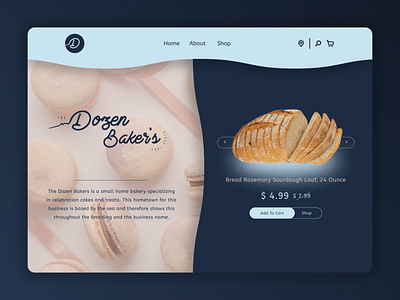 Landing page design for The Dozen Bakers