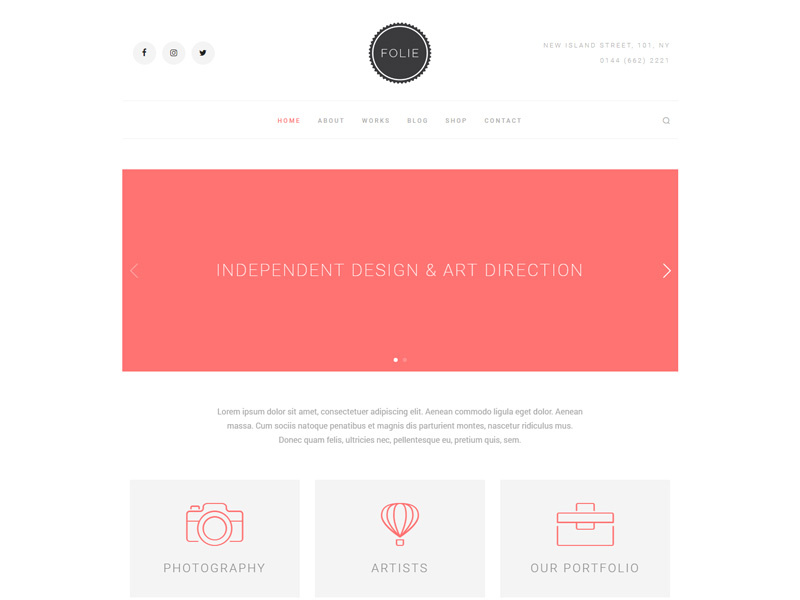Creative Minimal - Folie - The WordPress Website Builder customizable small business personal theme wordpress folie freelance