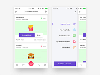 Food App clean creative design mobile app