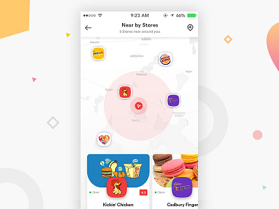 NearBy Stores app clean creative design mobile