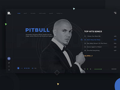 Pitbull Songs color dark landing music song ui uidesign ux web website