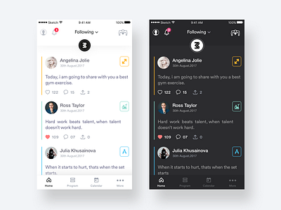 Gym Dark And Light app color dark ios iphone song ui uidesign ux web