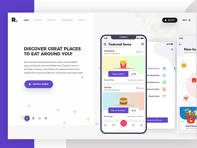 Landing Page app creative design food gradients interface landing modern page trending ui website