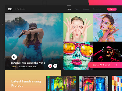 CC Project creative design gradients interface landing modern movies page serial trending ui website