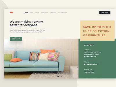 MC Furniture creative design furniture gradients interface landing modern page trending ui website