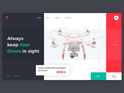Drone Design 2018 camera concept creative dark design drone player uiux web design