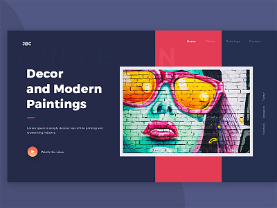 Decor & Paintings arts colorful creative dark theme decor modern paintings uiux unsplash web header