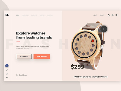 Wooden Watches brands creative light theme modern shopping uiux unsplash watches web header wooden