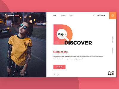 Discover World clean color creative design gradients interface modern sunglass typography uiux website