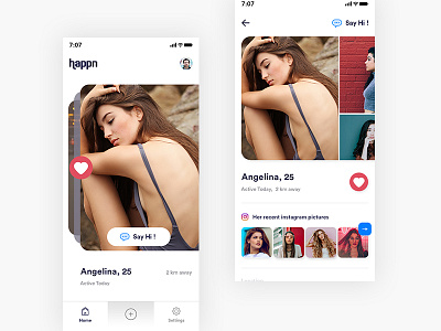 Happn Redesign app clean color concept creative design interface mobile modern trending typography uiux user